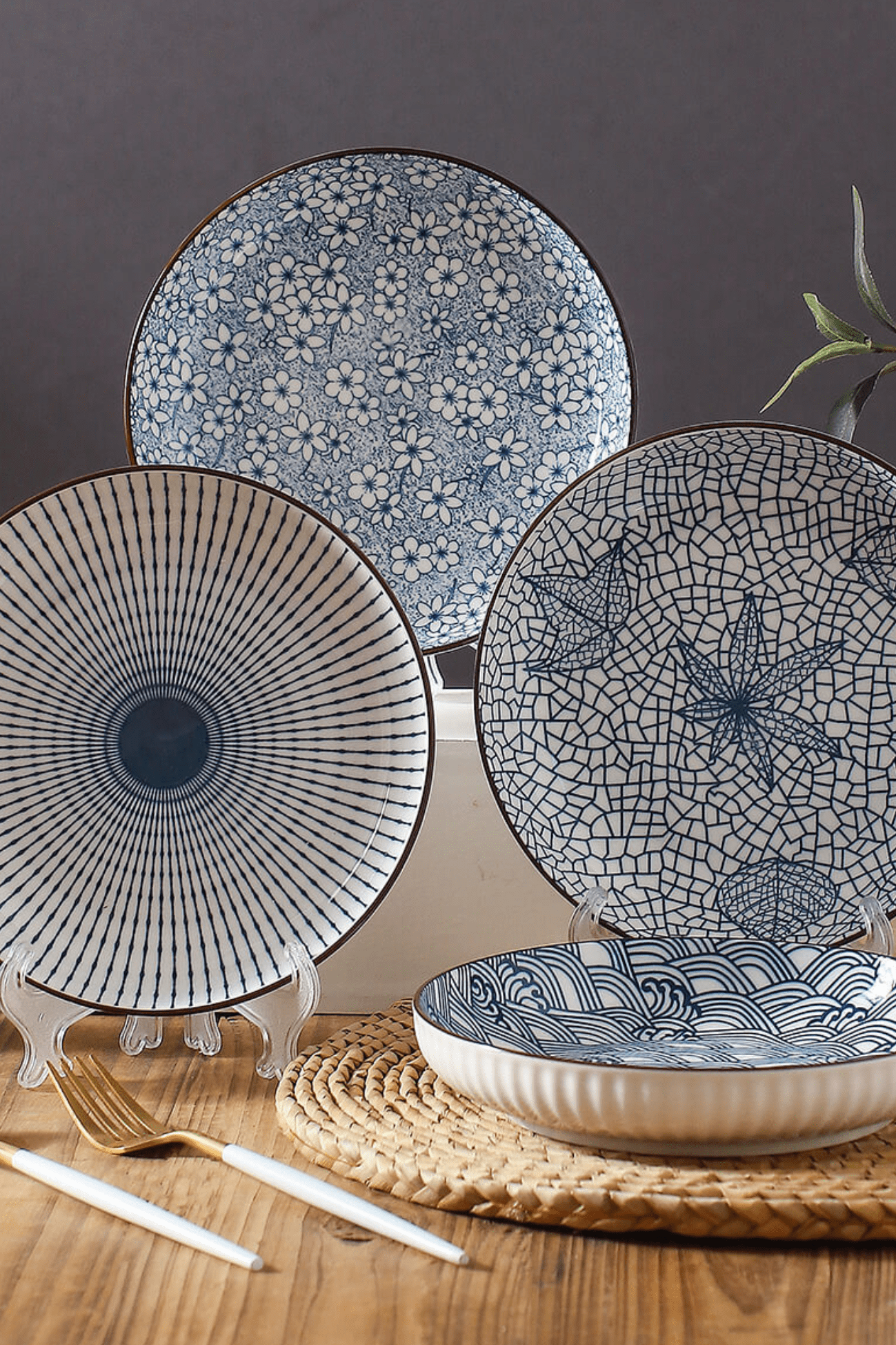 Antiope Design Kishi Floral - Piatto fondo in porcellana in stile orientale