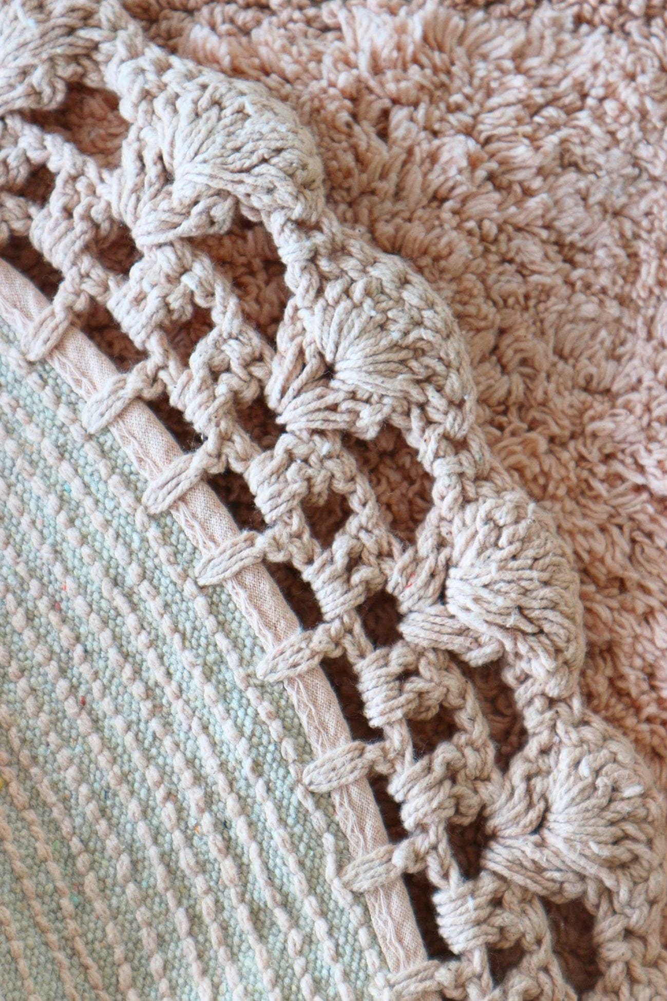 Blanc MariClo' Crochet Lovers Crochet Lovers - Crochet Lovers - Tappetino con crochet ovale in cotone rosa 60x40 | Blanc MariClo'