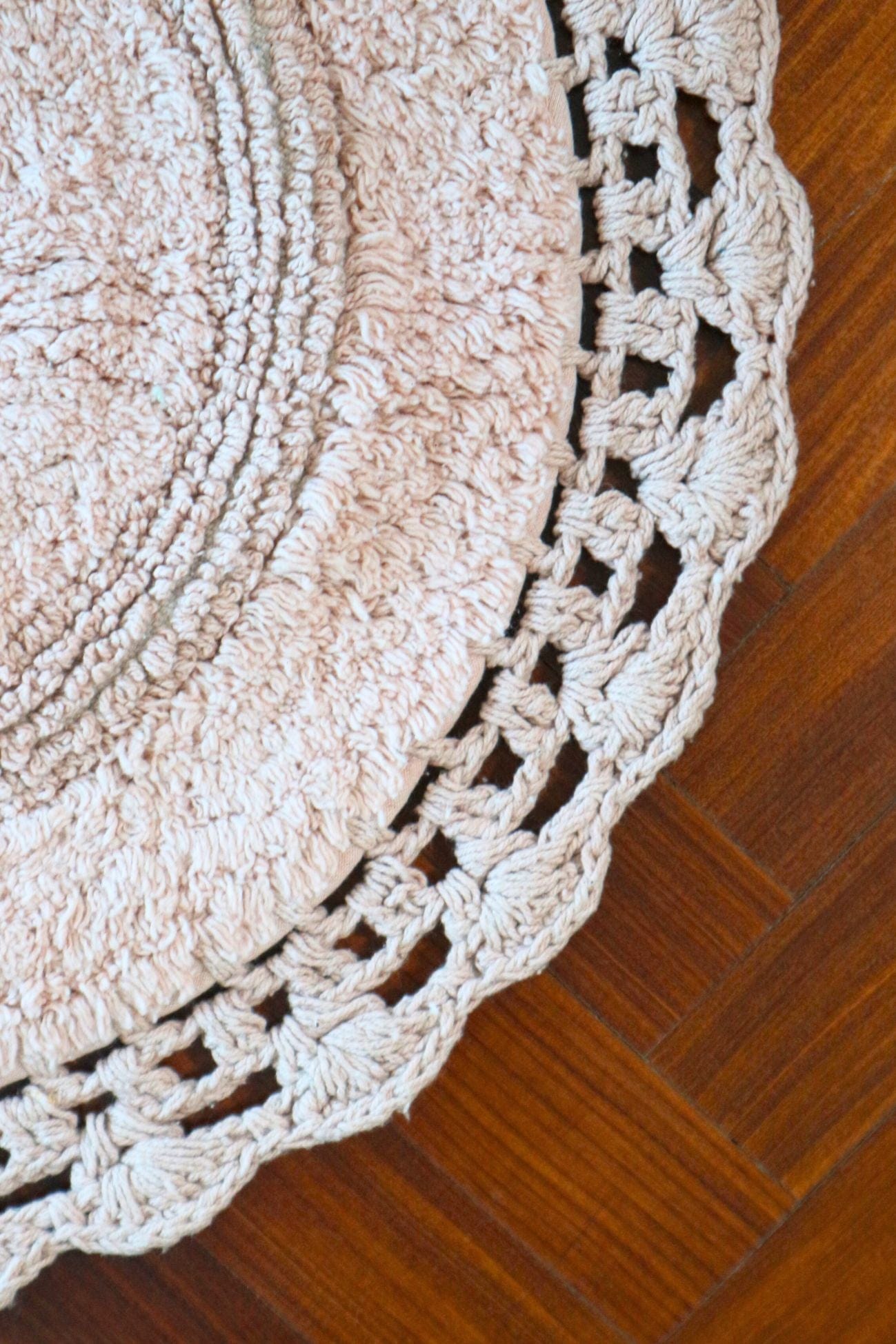 Blanc MariClo' Crochet Lovers Crochet Lovers - Crochet Lovers - Tappetino con crochet ovale in cotone rosa 60x40 | Blanc MariClo'