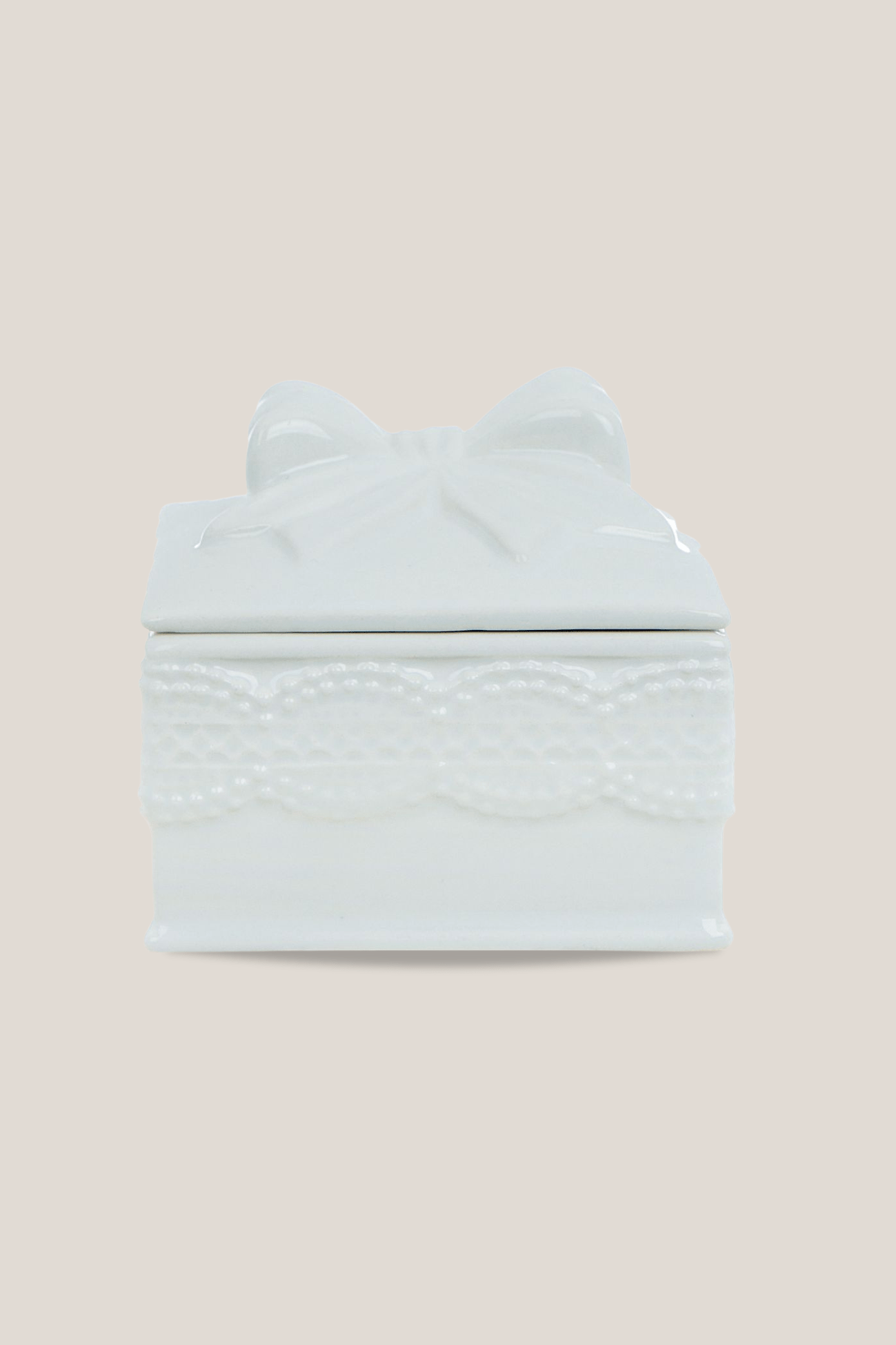 Blanc MariClo' Flocon Flocon - Cofanetto portagioie a forma di regalo in ceramica bianca