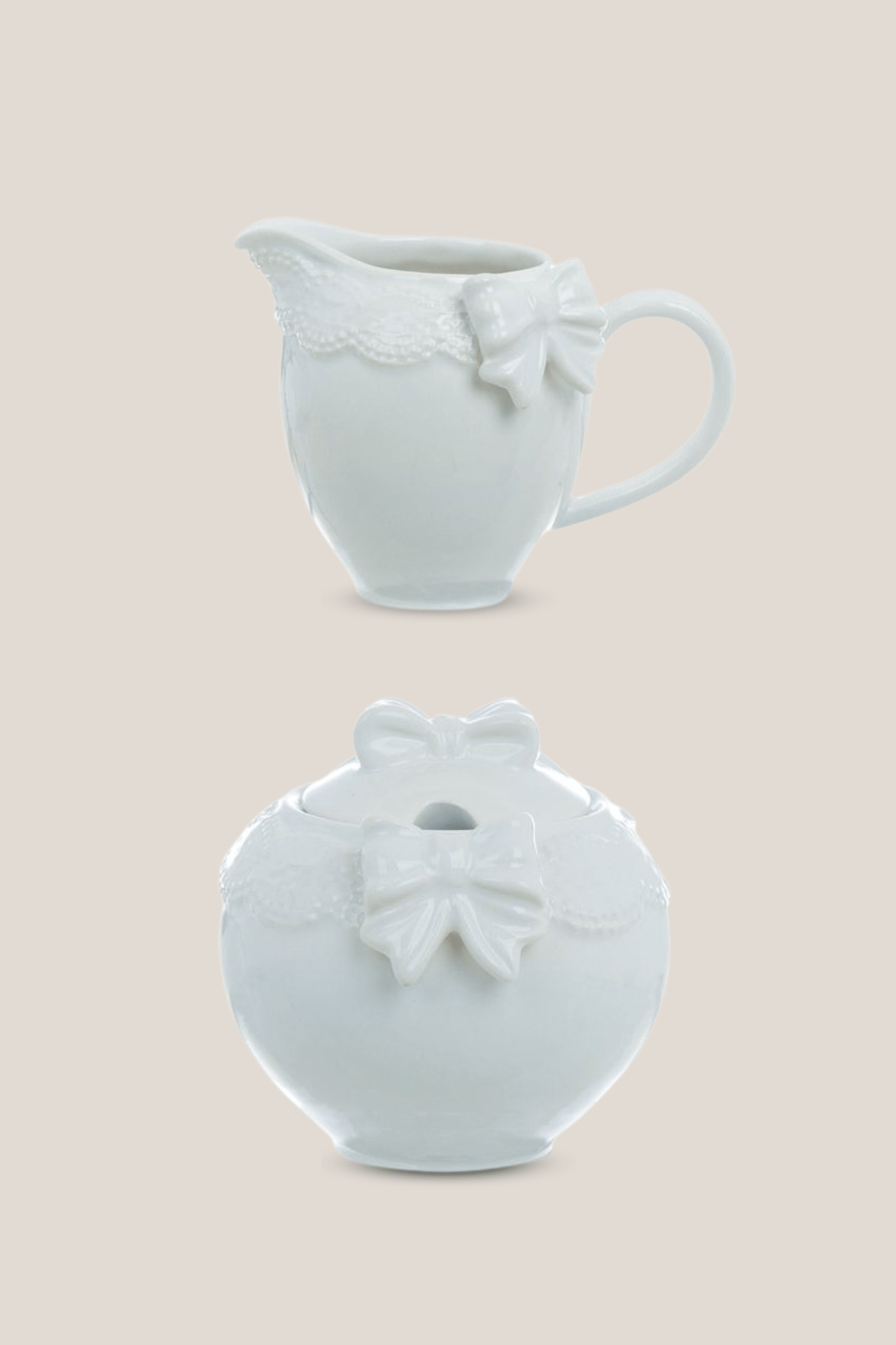 Blanc MariClo' Flocon Flocon - Lattiera e zuccheriera in ceramica bianca