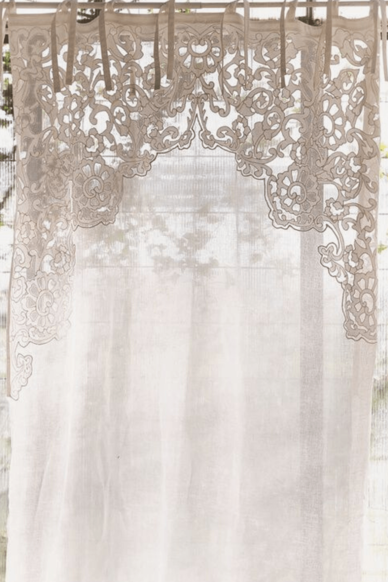 Blanc MariClo' Imperial Imperial - Tenda bianca in misto lino con ricamo 290x150