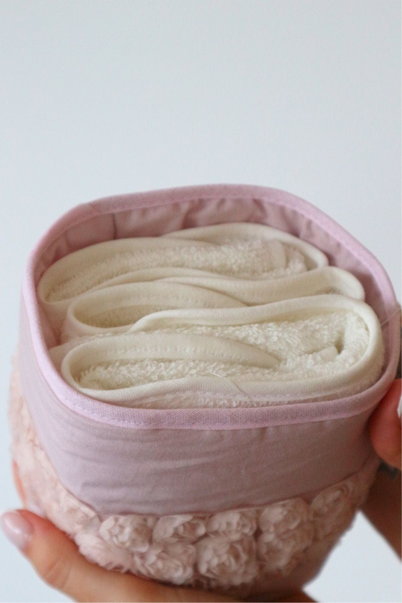 Blanc MariClo' Parterre Parterre - Cestino rosa con 4 lavette in cotone | Blanc MariClo'