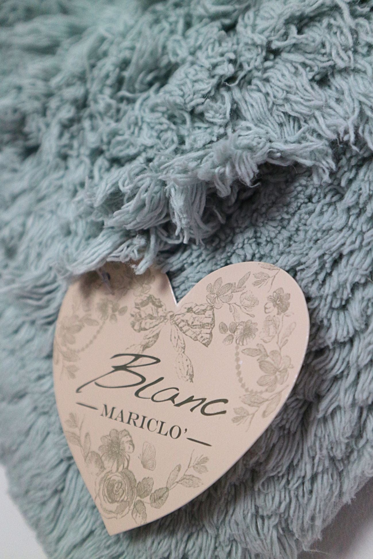 Blanc MariClo' Phoebe Phoebe - Phoebe - Tappeto in cotone con doppia cornice azzurro 90x60 | Blanc MariClo'
