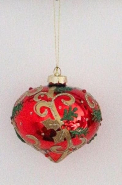 Blanc MariClo' Purcell Purcell - Palla di Natale a cipolla rossa in vetro con glitter | Blanc MariClo'