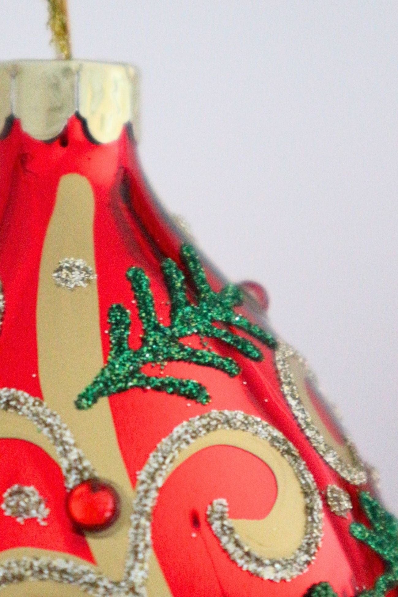 Blanc MariClo' Purcell Purcell - Palla di Natale a punta rossa in vetro con glitter | Blanc MariClo'
