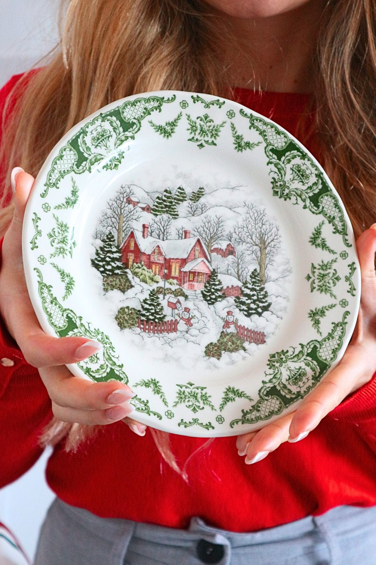 Blanc MariClo' Winter Wonderland Winter Wonderland - Piatto piano natalizio in ceramica con paesaggio invernale | Blanc MariClo' Frutta