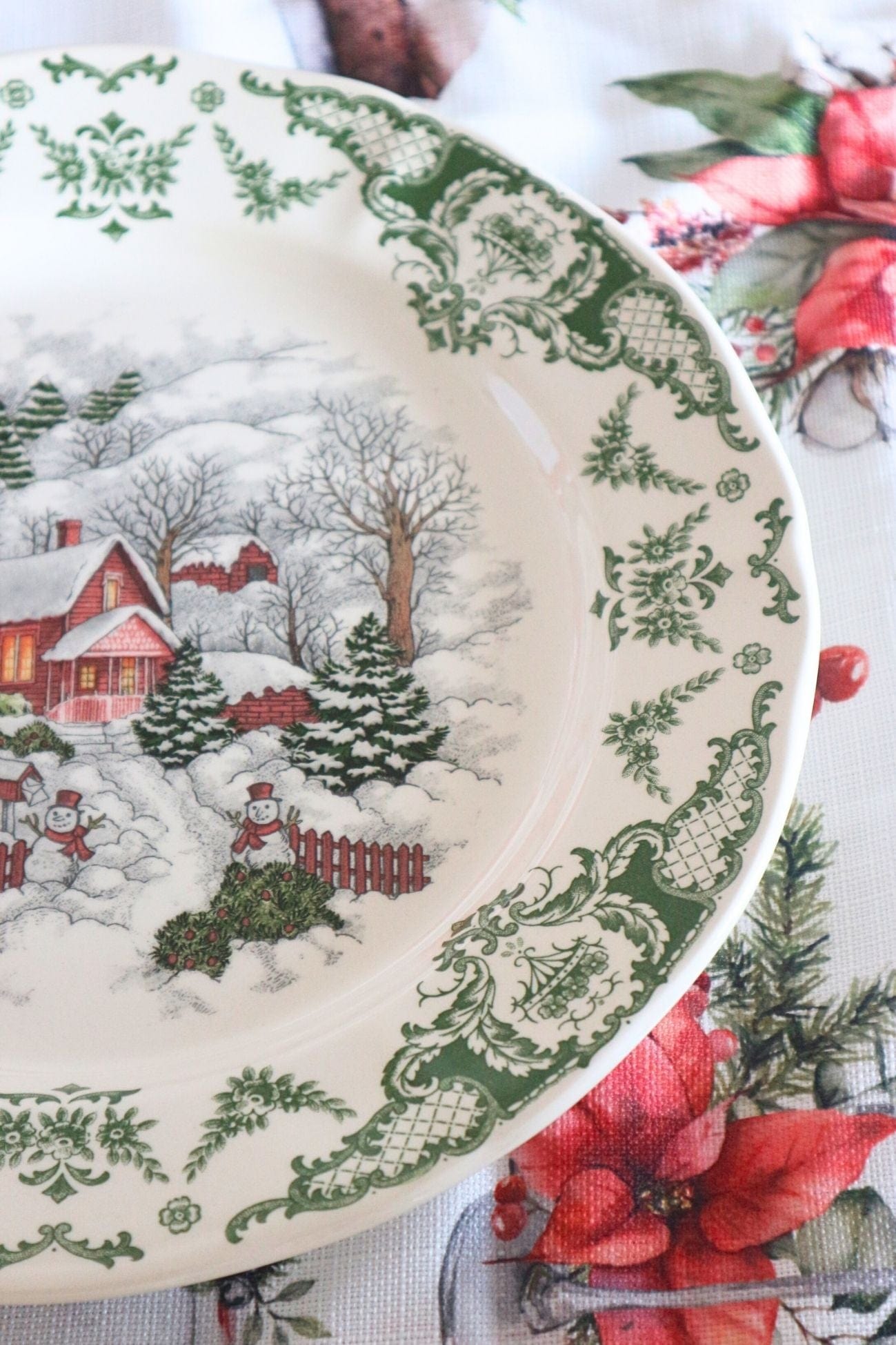 Blanc MariClo' Winter Wonderland Winter Wonderland - Sottopiatto vassoio natalizio in ceramica con paesaggio innevato | Blanc MariClo'