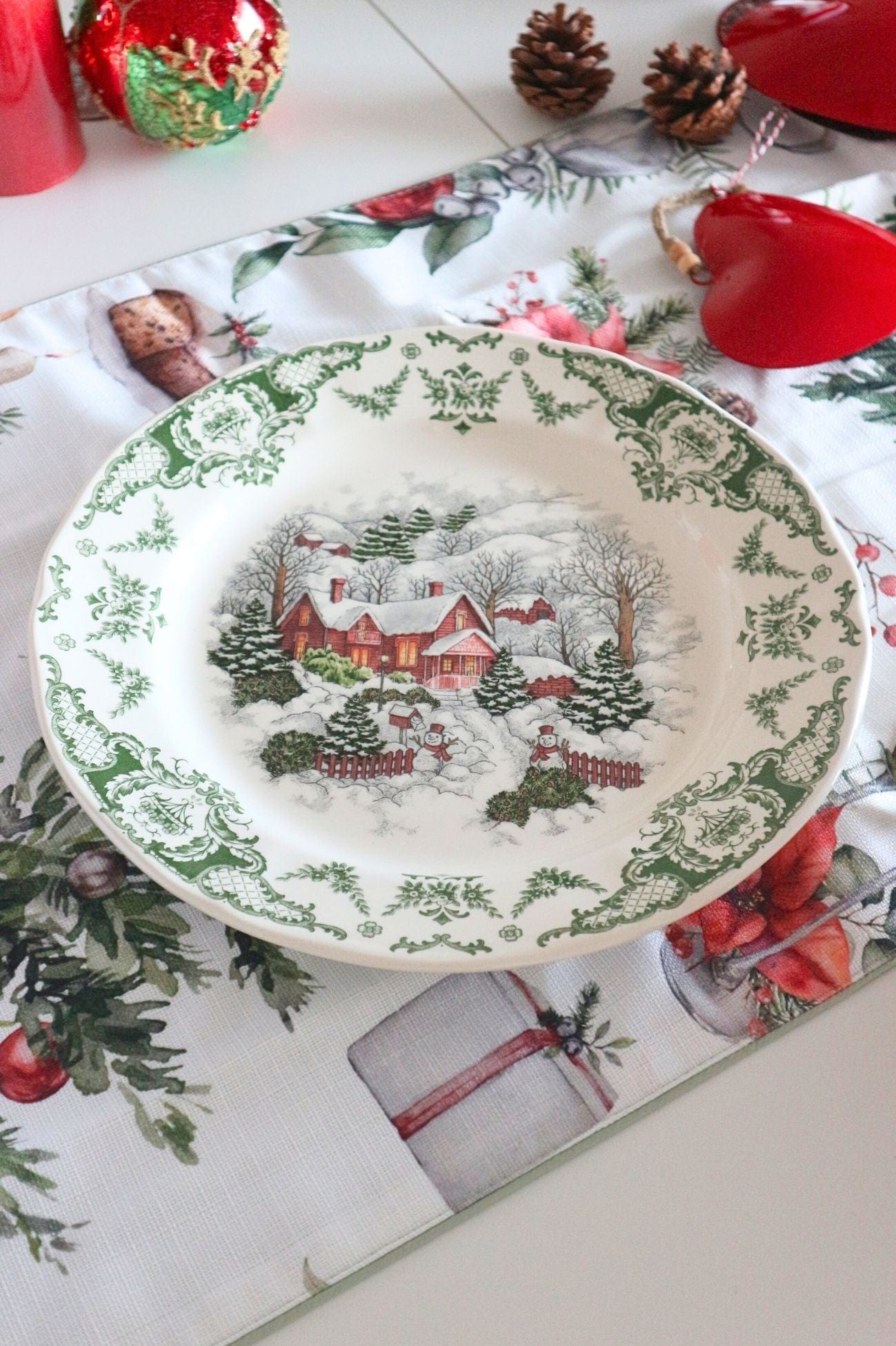 Blanc MariClo' Winter Wonderland Winter Wonderland - Sottopiatto vassoio natalizio in ceramica con paesaggio innevato | Blanc MariClo'