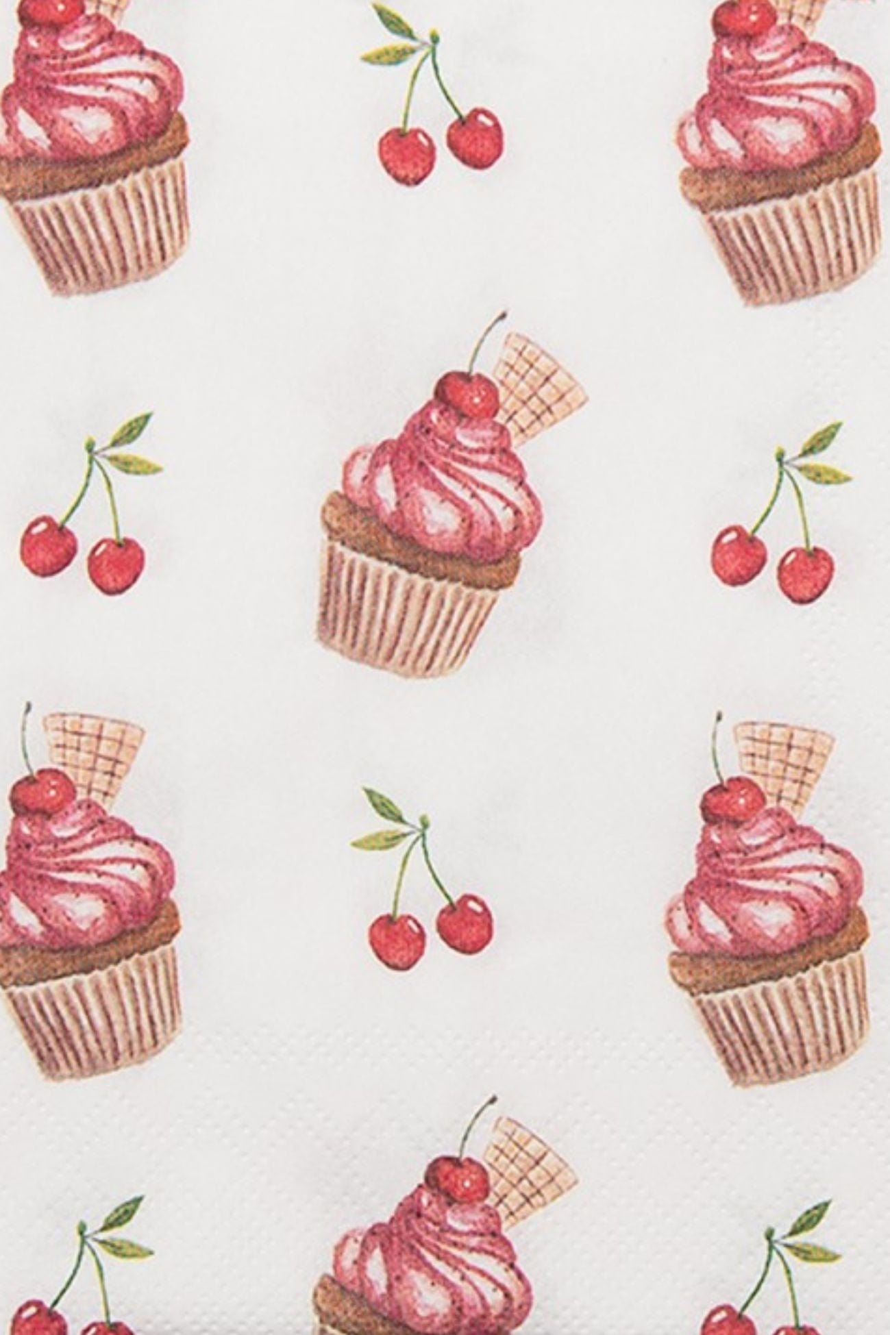 Clayre & Eef Cupcake Cupcake - Set di 20 tovaglioli in carta con cupcakes e ciliegie | Clayre & Eef
