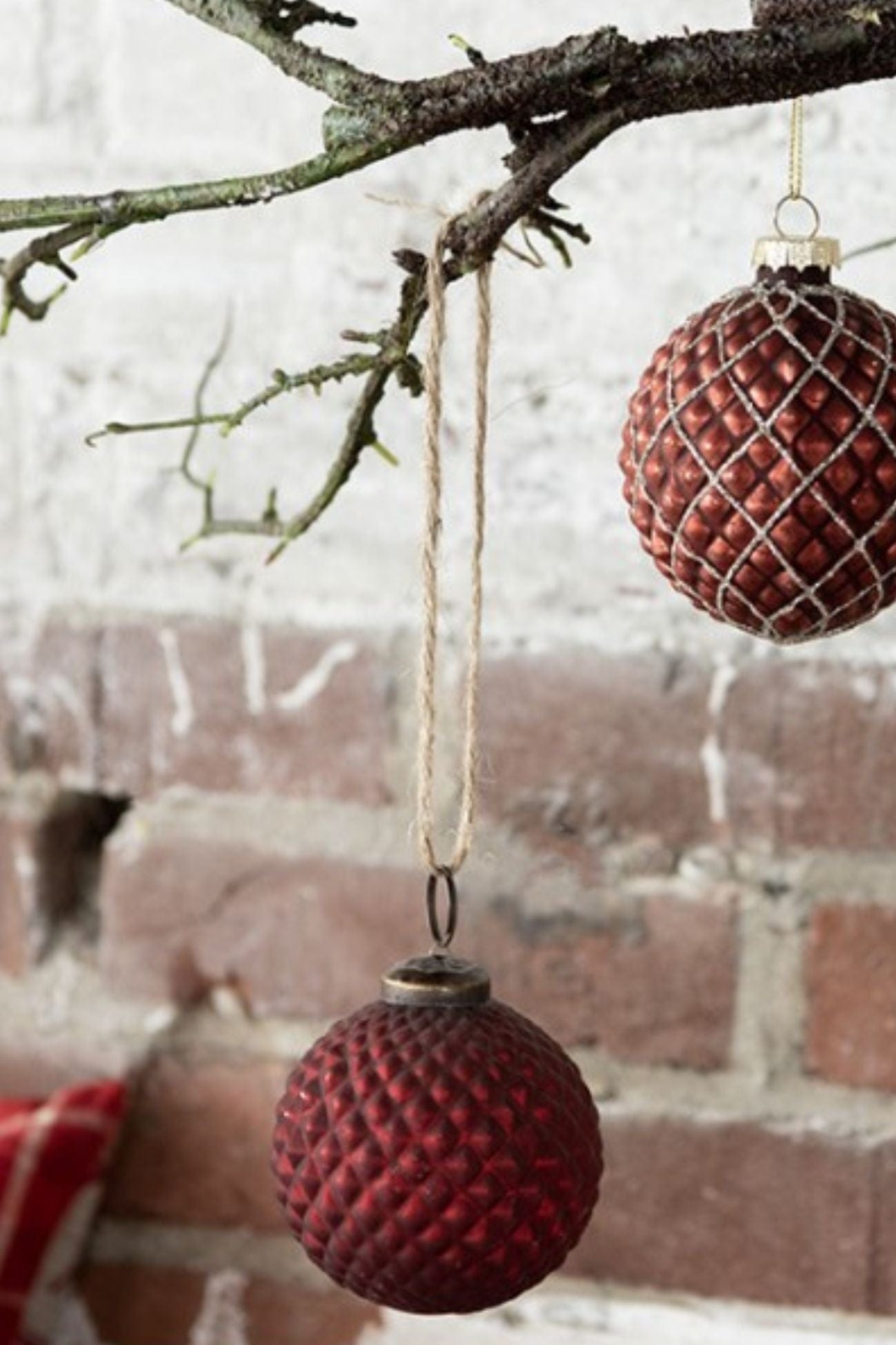 Clayre & Eef Tandy Tandy - Pallina natalizia rossa in vetro in stile vintage | Clayre & Eef