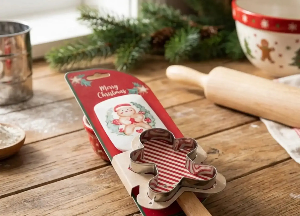 Delicious Christmas Set Spatola Stampino Zenzero Stella E Bacche