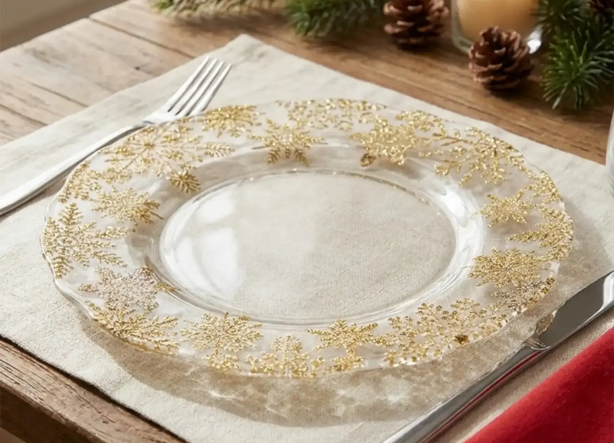 Silent Gold Sottopiatto Oro Bordo Fiocchi Neve