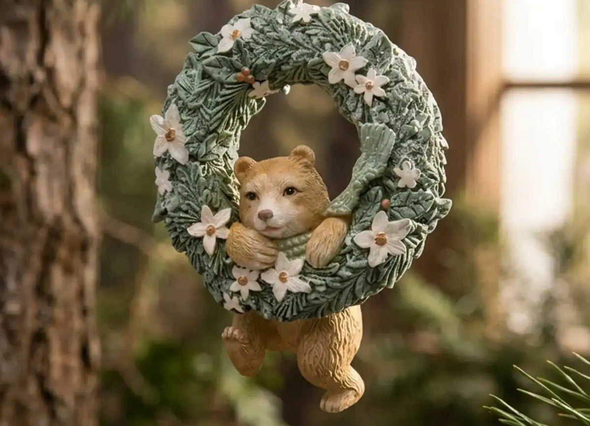 Green Mix Bear Wreath Pendant