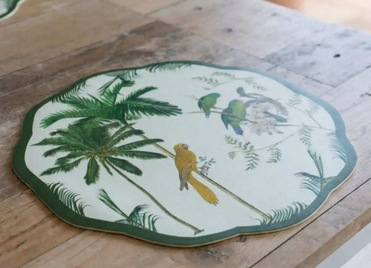 Tropical Tovaglietta In Vinile Bianco e verde