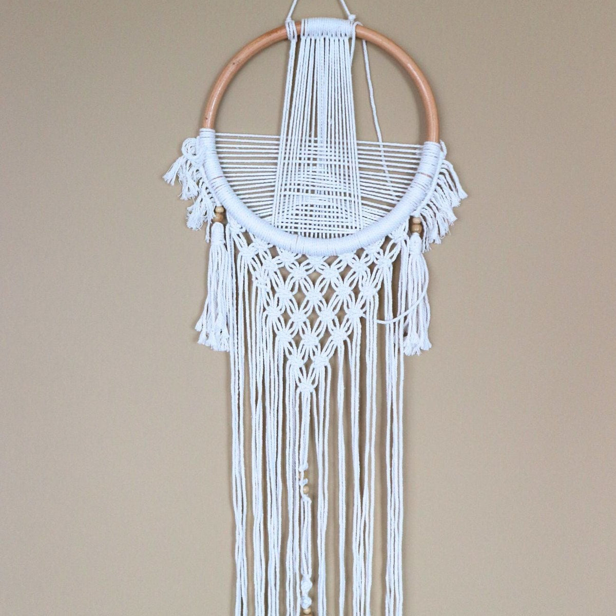 Set 3 Acchiappasogni Macramé Boho - Sole, Luna E Stella In Cotone Per Decorazione Parete - Foto 8