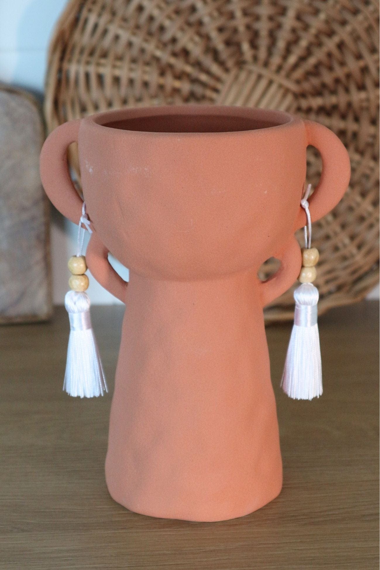 Item International Ayel Ayel - Vaso in ceramica marrone in stile etnico con orecchie | Item International