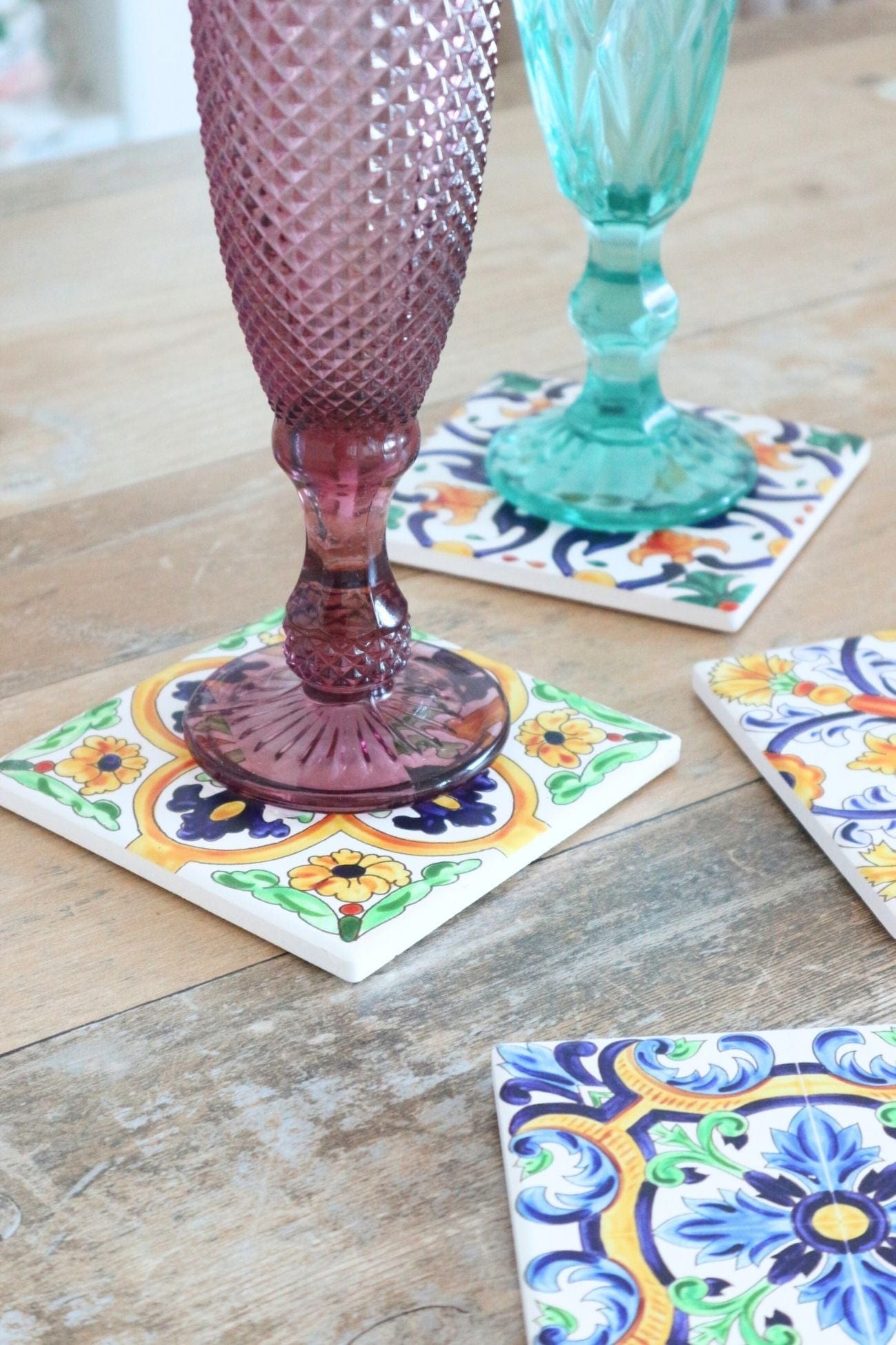 Item International Azulei Azulei - Set di 4 sottobicchieri in ceramica in stile Azulejos | Item International