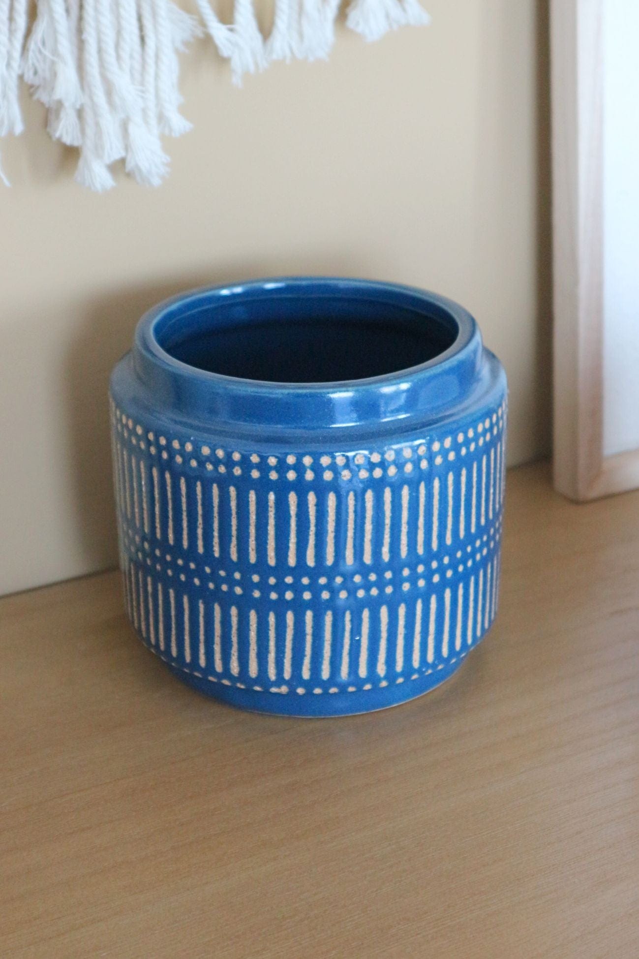 Item International Cedric Cedric - Vaso in ceramica blu e beige in stile orientale | Item International