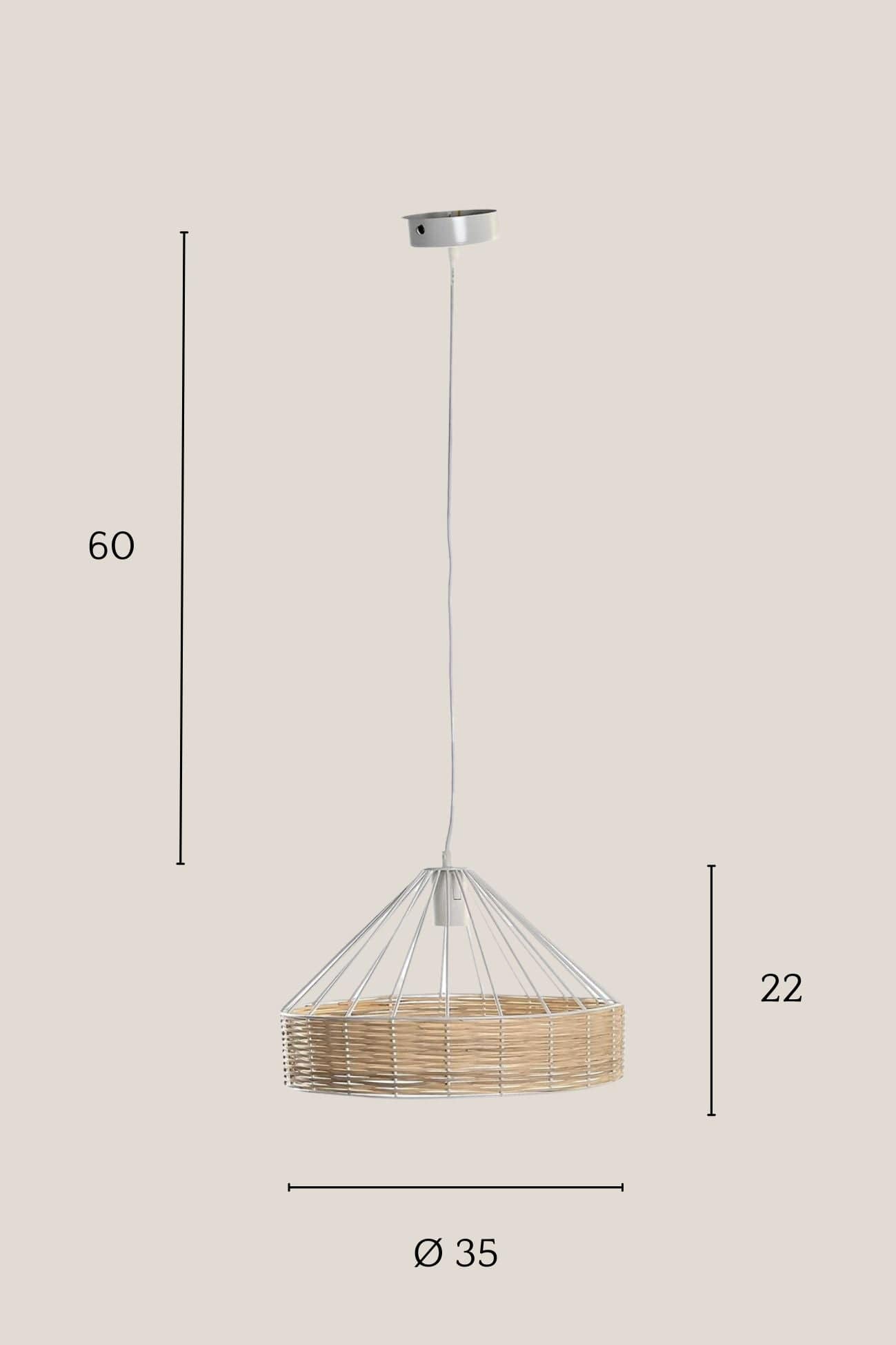 Item International Cordova Cordova - Lampadario in metallo bianco e rattan naturale | Item International