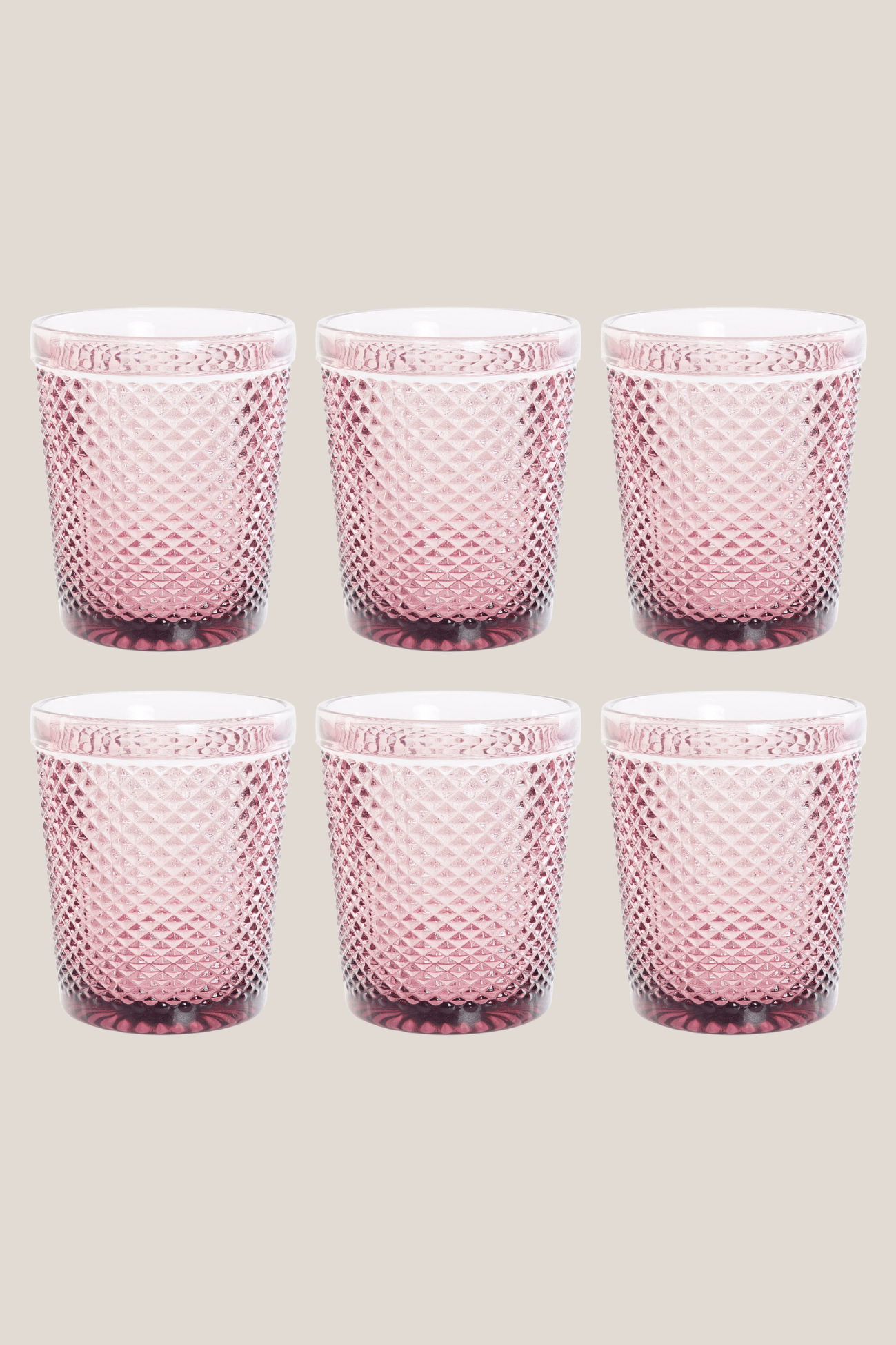 Set di 6 bicchieri di cristallo rosa 240ml