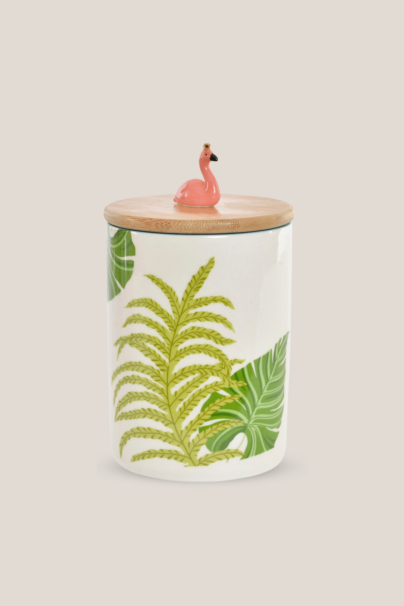Item International Flamingo Barattolo in porcellana con fenicottero in stile tropicale