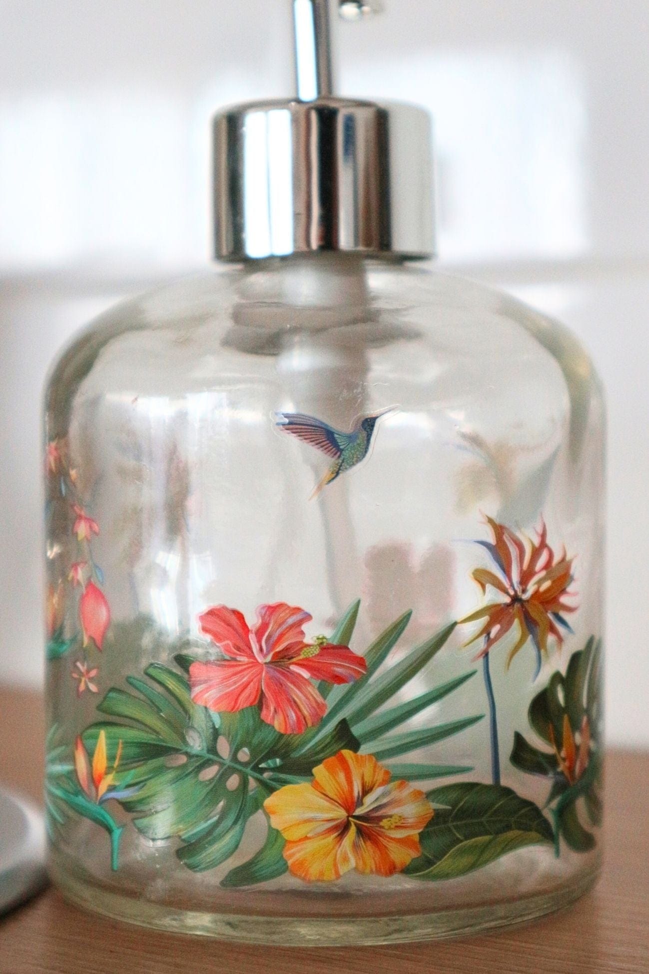Item International Galia Galia - Dosatore di sapone in vetro con motivo floreale | Item International