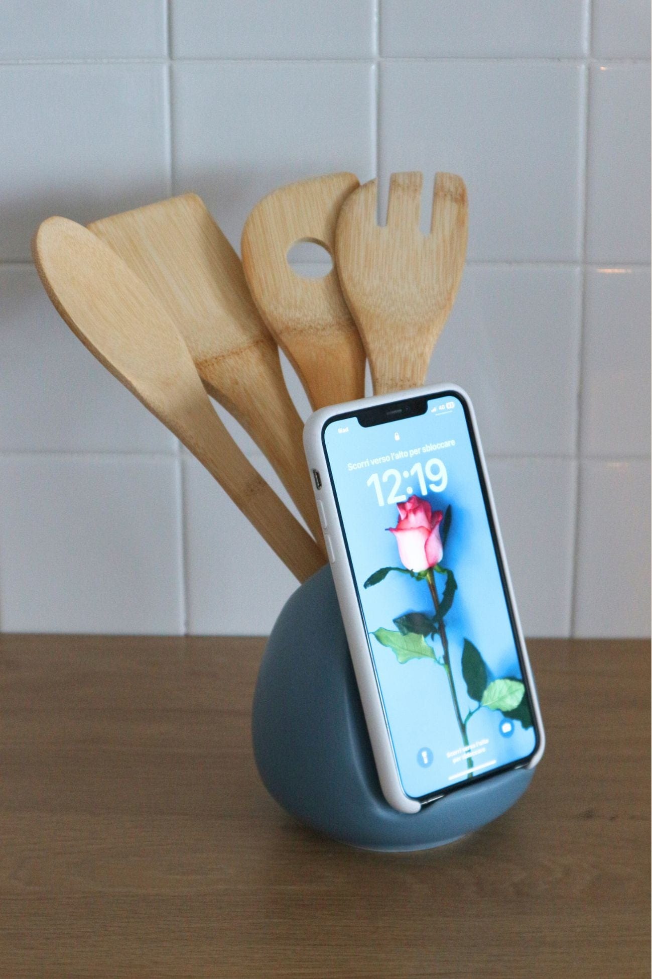 Item International Joseph Joseph - Set di 4 utensili da cucina e portautensili in ceramica azzurra | Item International