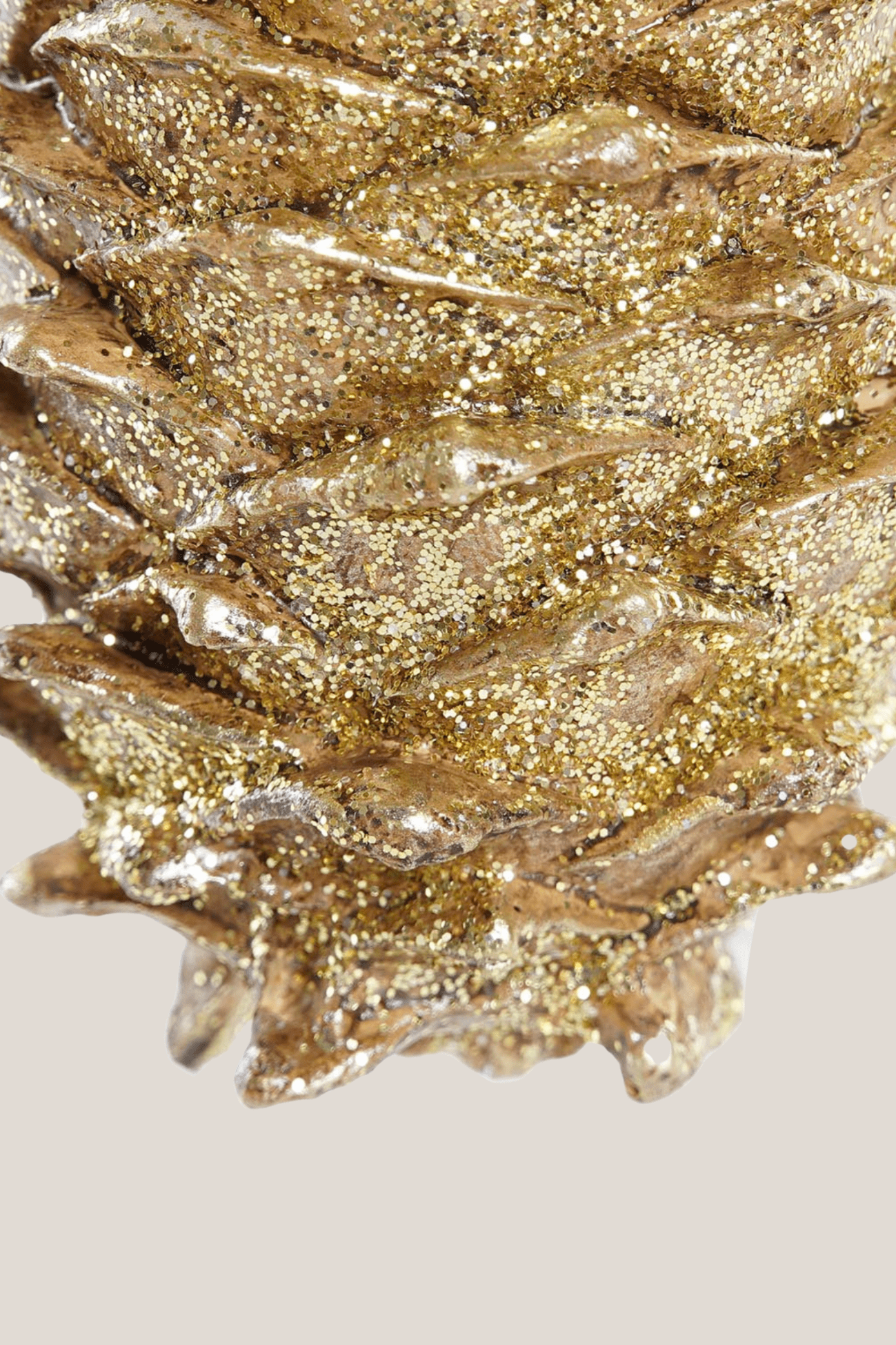 Item International Kotte Pigna decorativa natalizia in resina dorata con glitter