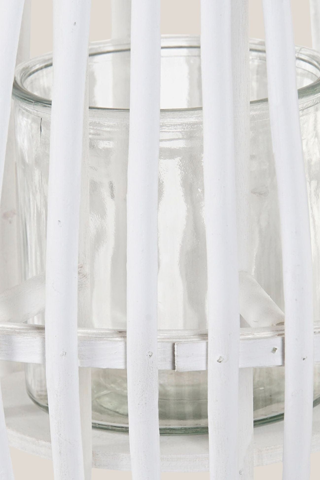 Item International Nahil Nahil - Lanterna bianca in legno e portacandela in vetro | Item International
