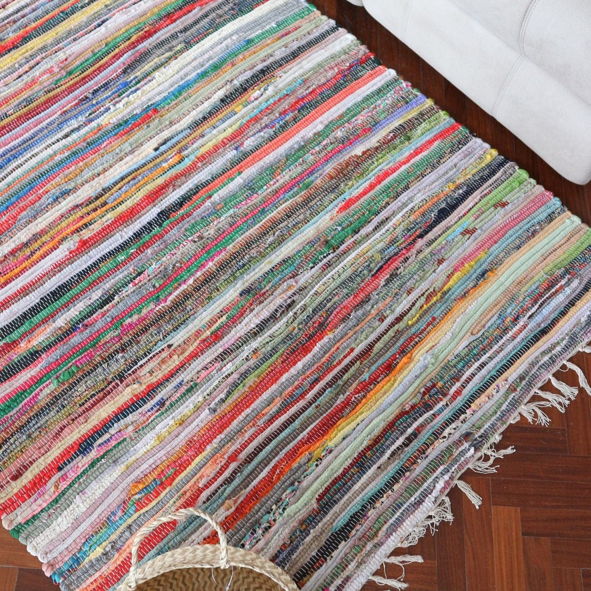 Tappeto Chindi 100% cotone, 24 x 36 cm, tessuto a mano e reversibile, per soggiorno, cucina, ingresso, multicolore
