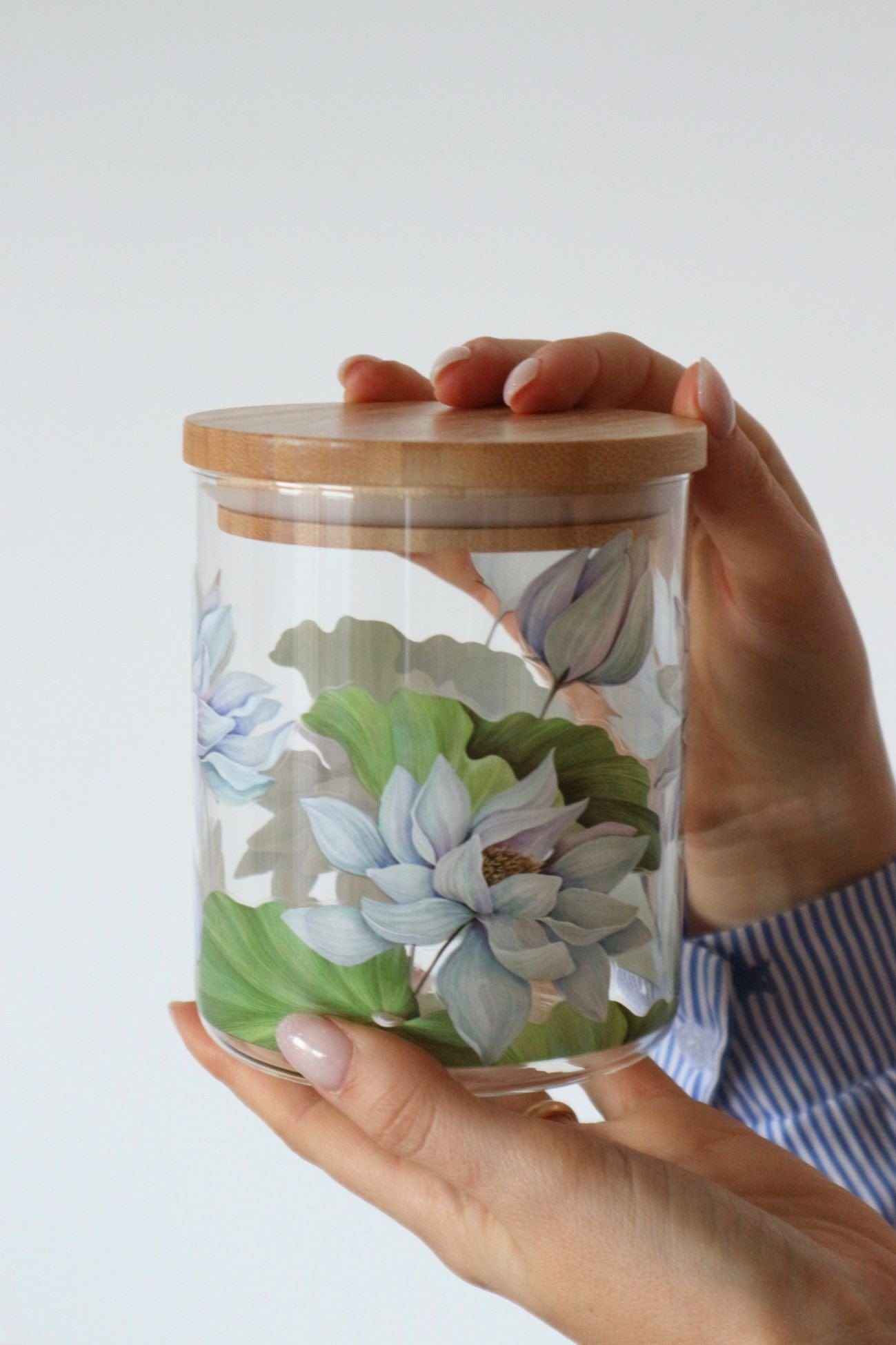 Item International Pitys Pitys - Barattolo in vetro borosilicato con ninfee e foglie | Item International Basso