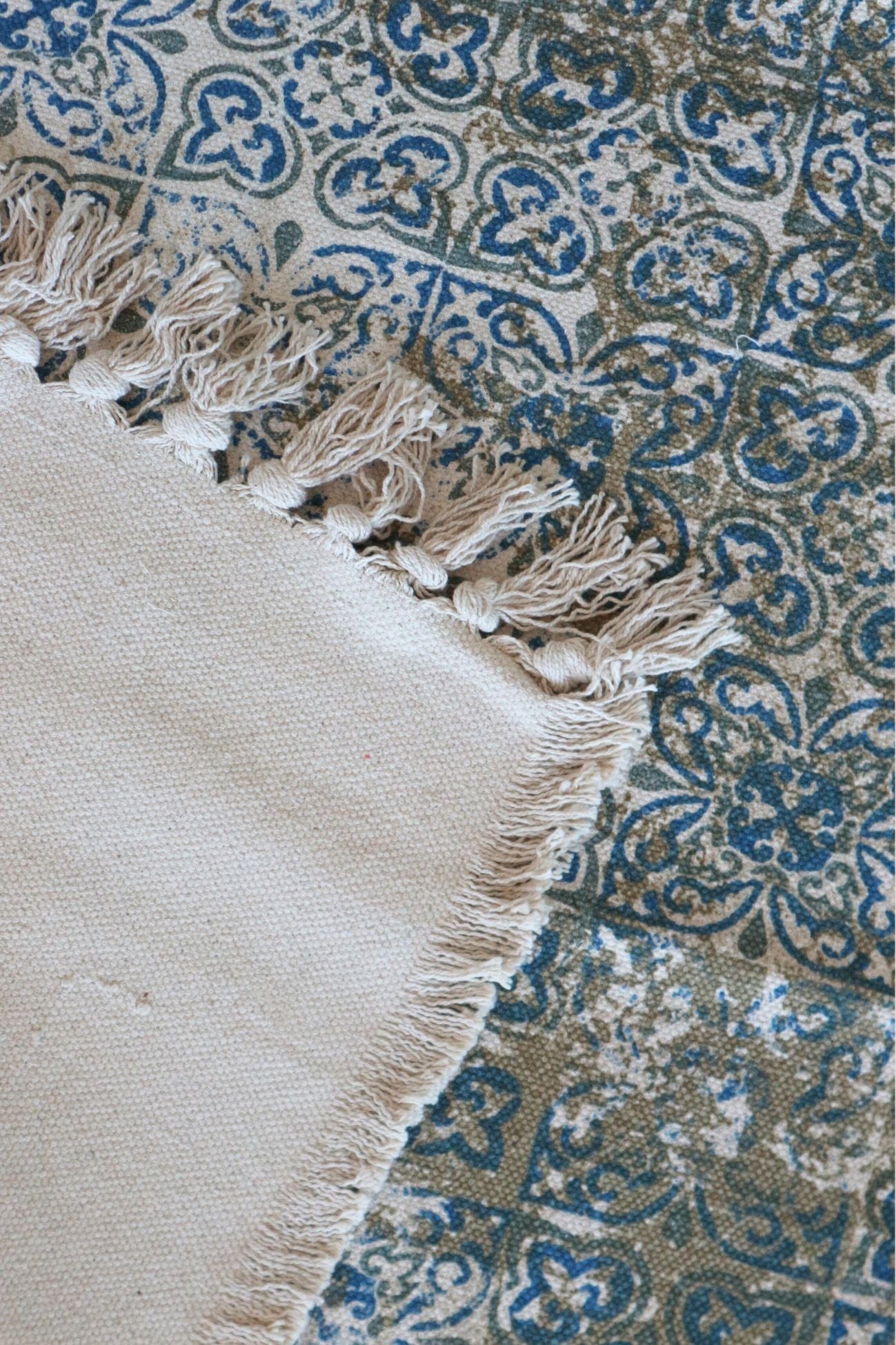 Item International Qanat Qanat - Tappeto in cotone anticato con azulei 120x180 | Item International