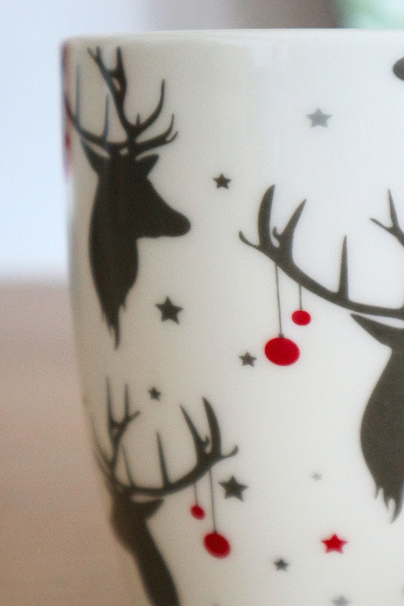 Item International Rudolph Rudolph - Tazza natalizia in porcellana bianca con renne 360ml | Item International