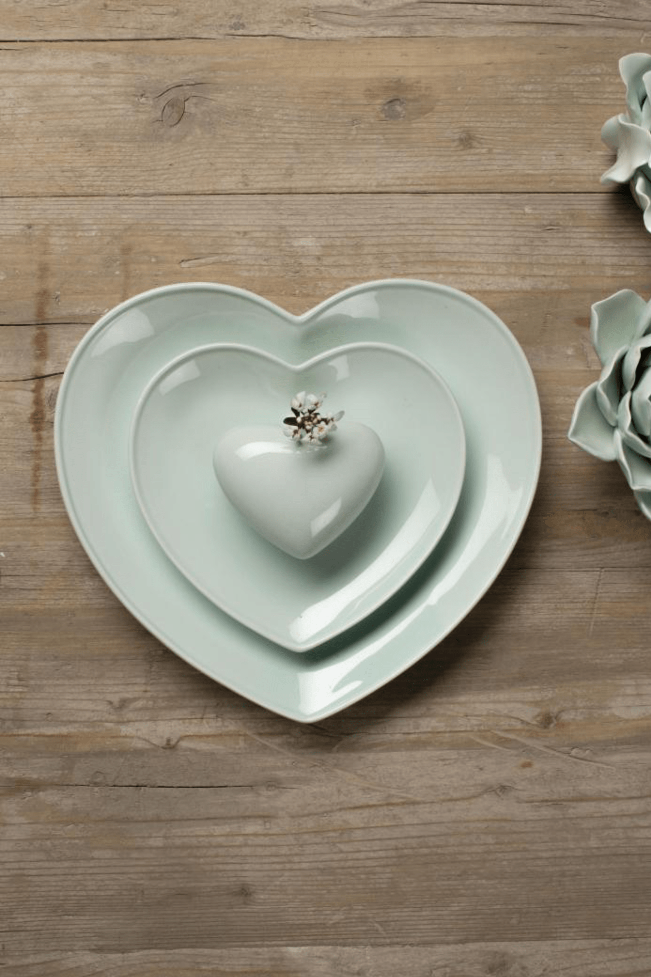Luxe Lodge Cuore Piatto a forma di cuore in ceramica verde