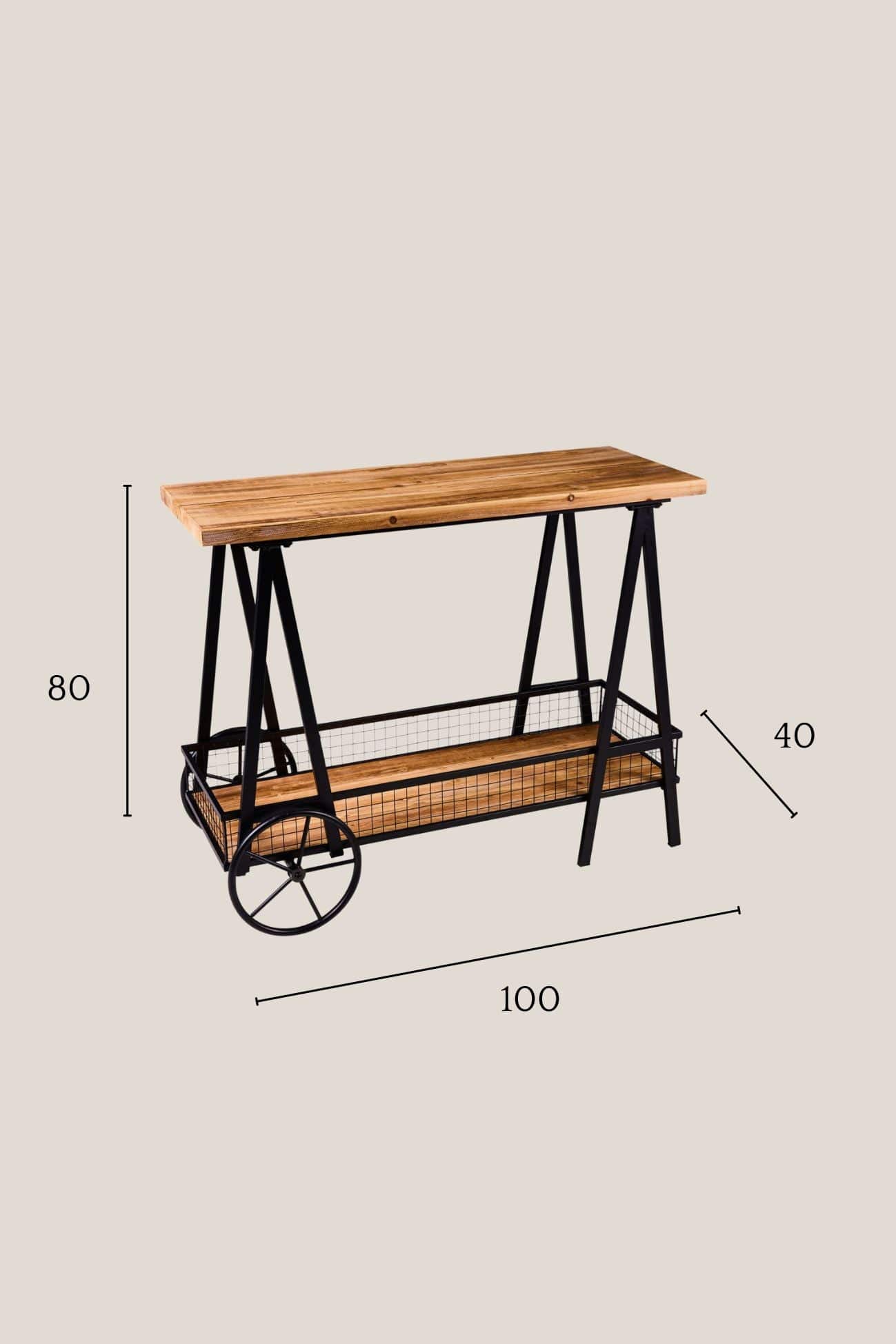 Novità Home Innovation Innovation - Tavolino in legno di abete con ruote e doppio ripiano | Novità Home