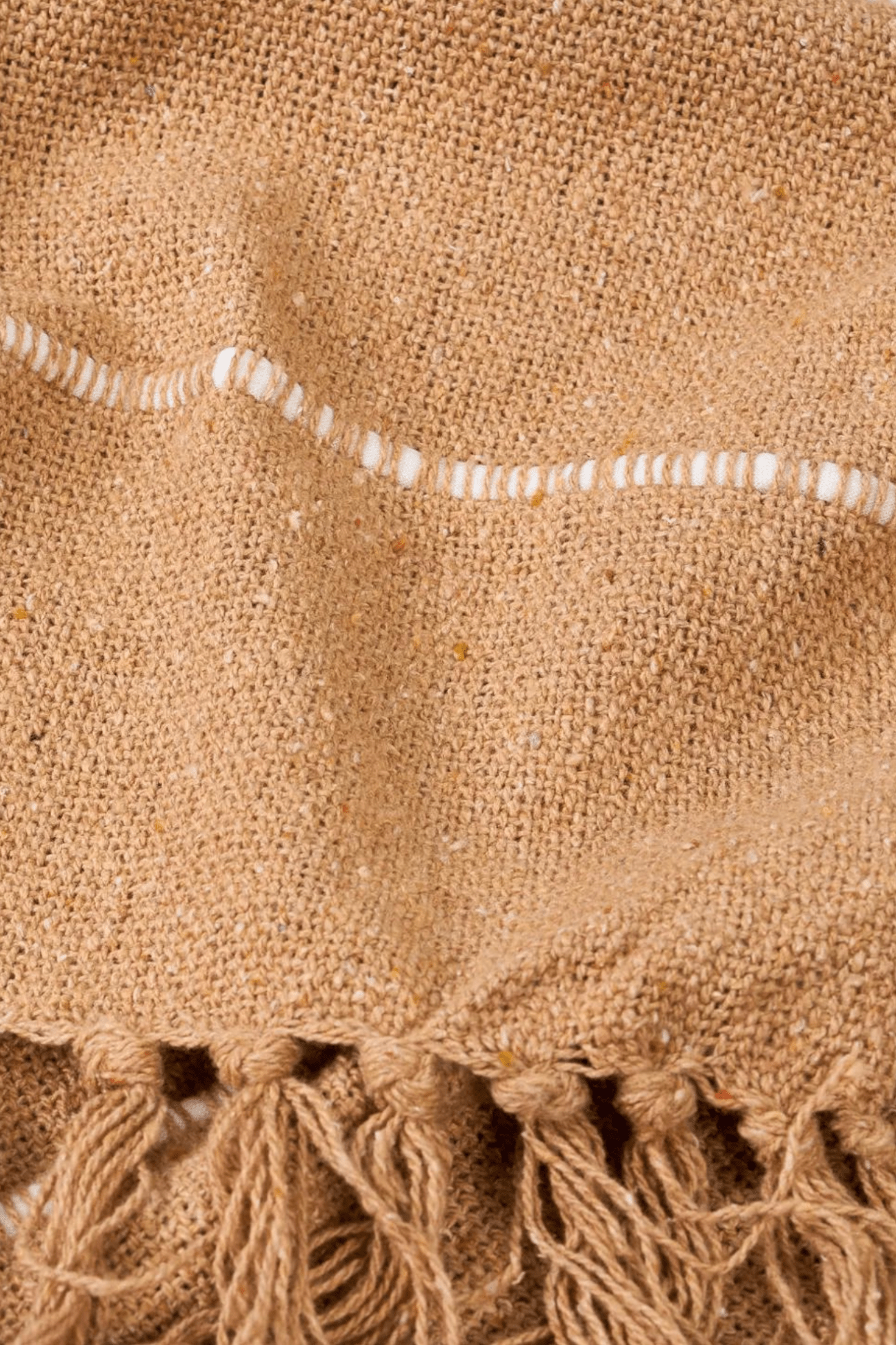 Novità Home Koraha Coperta in cotone color sabbia con strisce bianche 170x130cm