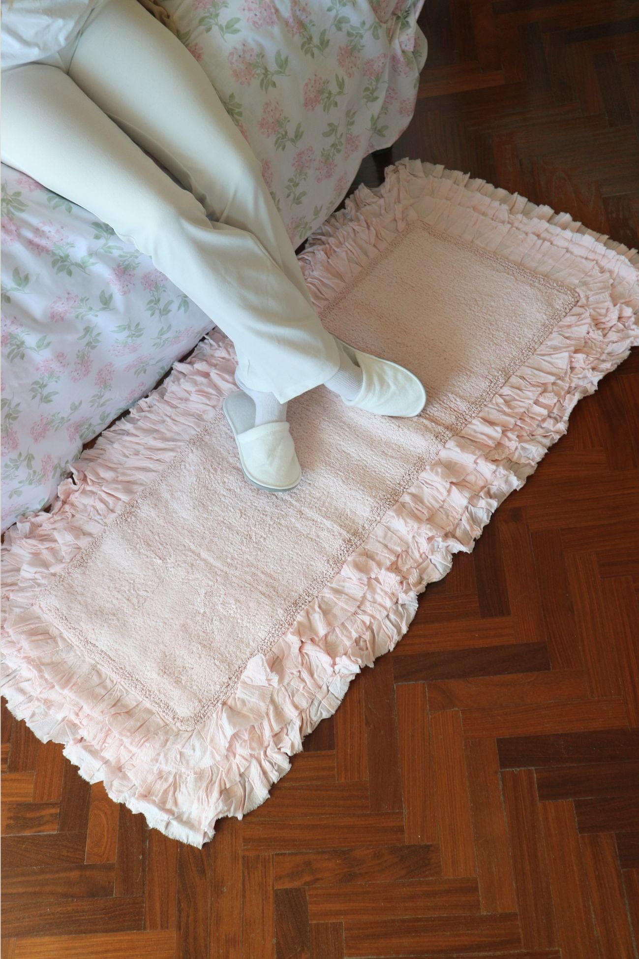 Nuvole di Stoffa Nuage Nuage - Tappeto in cotone rosa rettangolare con frange | Nuvole di Stoffa