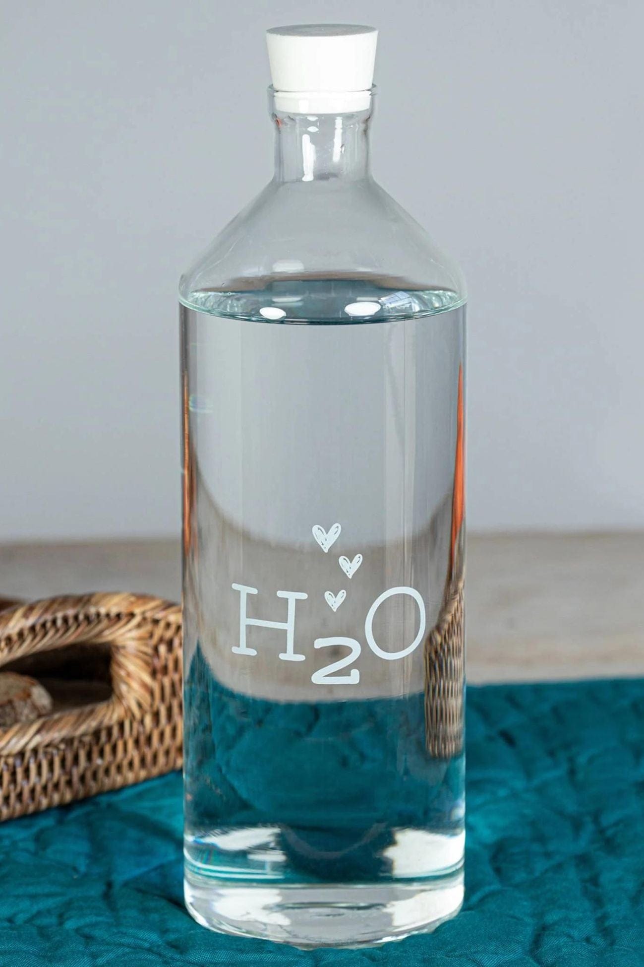 Simple Day H2O H2O - Bottiglia in vetro con decoro H2O | Simple Day