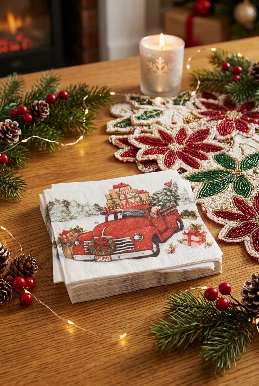Christmas Car Tovaglioli in Carta